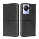 For vivo Y02 4G Cow Texture Magnetic Horizontal Flip Leather Phone Case(Black) - 1