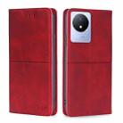 For vivo Y02 4G Cow Texture Magnetic Horizontal Flip Leather Phone Case(Red) - 1