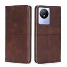 For vivo Y02 4G Cow Texture Magnetic Horizontal Flip Leather Phone Case(Dark Brown) - 1