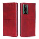 For Xiaomi Redmi K60E Cow Texture Magnetic Horizontal Flip Leather Phone Case(Red) - 1