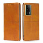 For Xiaomi Redmi K60E Cow Texture Magnetic Horizontal Flip Leather Phone Case(Light Brown) - 1