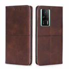For Xiaomi Redmi K60E Cow Texture Magnetic Horizontal Flip Leather Phone Case(Dark Brown) - 1