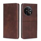 For OnePlus 11 Cow Texture Magnetic Horizontal Flip Leather Phone Case(Dark Brown) - 1