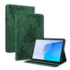 For Huawei MatePad SE Butterfly Flower Embossed Leather Tablet Case(Green) - 1