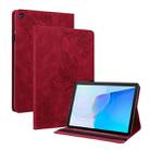 For Huawei MatePad SE Butterfly Flower Embossed Leather Tablet Case(Red) - 1