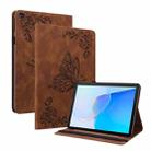 For Huawei MatePad SE Butterfly Flower Embossed Leather Tablet Case(Brown) - 1