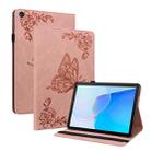 For Huawei MatePad SE Butterfly Flower Embossed Leather Tablet Case(Rose Gold) - 1