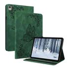 For Nokia T21 Butterfly Flower Embossed Leather Tablet Case(Green) - 1