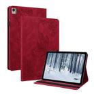 For Nokia T21 Butterfly Flower Embossed Leather Tablet Case(Red) - 1