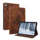 For Nokia T21 Butterfly Flower Embossed Leather Tablet Case(Brown) - 1