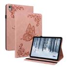 For Nokia T21 Butterfly Flower Embossed Leather Tablet Case(Rose Gold) - 1