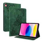 For iPad 10th Gen 10.9 2022 Butterfly Flower Embossed Leather Tablet Case(Green) - 1