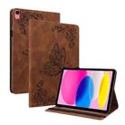 For iPad 10th Gen 10.9 2022 Butterfly Flower Embossed Leather Tablet Case(Brown) - 1