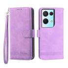 For OPPO Reno8 Dierfeng Dream Line TPU + PU Leather Phone Case(Purple) - 1