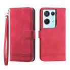 For OPPO Reno8 Dierfeng Dream Line TPU + PU Leather Phone Case(Red) - 1