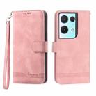 For OPPO Reno8 Pro Dierfeng Dream Line TPU + PU Leather Phone Case(Pink) - 1