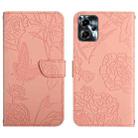 For Motorola Moto G23 4G/G13 4G HT03 Skin Feel Butterfly Embossed Flip Leather Phone Case(Pink) - 1