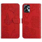 For Motorola Moto G23 4G/G13 4G HT03 Skin Feel Butterfly Embossed Flip Leather Phone Case(Red) - 1