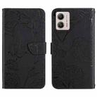 For Motorola Moto G53 5G/G13/G23 HT03 Skin Feel Butterfly Embossed Flip Leather Phone Case(Black) - 1