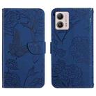 For Motorola Moto G53 5G/G13/G23 HT03 Skin Feel Butterfly Embossed Flip Leather Phone Case(Blue) - 1