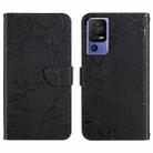 For TCL 40 SE HT03 Skin Feel Butterfly Embossed Flip Leather Phone Case(Black) - 1