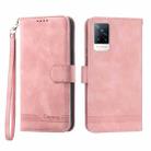 For vivo V21 5G Dierfeng Dream Line TPU + PU Leather Phone Case(Pink) - 1