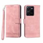 For vivo Y35 2022 Dierfeng Dream Line TPU + PU Leather Phone Case(Pink) - 1