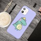 For iPhone 11 Cartoon Animal Pattern Shockproof TPU Protective Case(Purple Crocodile Bird) - 1