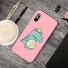 For iPhone XS / X Cartoon Animal Pattern Shockproof TPU Protective Case(Pink Crocodile Bird) - 1