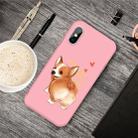 For iPhone XS / X Cartoon Animal Pattern Shockproof TPU Protective Case(Pink Corgi) - 1