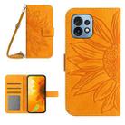 For Motorola Edge+ 2023 HT04 Skin Feel Sun Flower Embossed Flip Leather Phone Case with Lanyard(Yellow) - 1