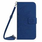 For Xiaomi Redmi 11A 4G HT04 Skin Feel Sun Flower Embossed Flip Leather Phone Case with Lanyard(Dark Blue) - 2