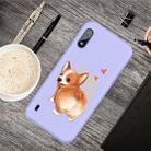 For Galaxy A01 Cartoon Animal Pattern Shockproof TPU Protective Case(Purple Corgi) - 1