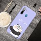 For Galaxy A11 Cartoon Animal Pattern Shockproof TPU Protective Case(Purple Panda) - 1
