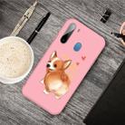For Galaxy A21 Cartoon Animal Pattern Shockproof TPU Protective Case(Pink Corgi) - 1