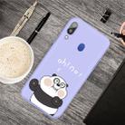 For Galaxy A40 Cartoon Animal Pattern Shockproof TPU Protective Case(Purple Panda) - 1