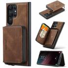 For Samsung Galaxy S23 Ultra 5G JEEHOOD Magnetic Zipper Horizontal Flip Leather Phone Case(Brown) - 1