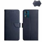 For Motorola Moto E13 4G Genuine Leather Fingerprint-proof Flip Phone Case(Blue) - 1