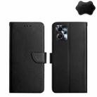 For Motorola Moto G23 4G/G13 4G Genuine Leather Fingerprint-proof Flip Phone Case(Black) - 1