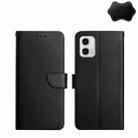 For Motorola Moto G73 5G Genuine Leather Fingerprint-proof Flip Phone Case(Black) - 1