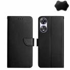 For OPPO A58 5G/A78 5G Genuine Leather Fingerprint-proof Flip Phone Case(Black) - 1