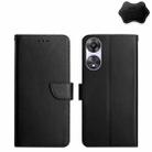 For OPPO Reno8 T 4G Genuine Leather Fingerprint-proof Flip Phone Case(Black) - 1