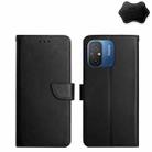 For Xiaomi Redmi 11A 4G Genuine Leather Fingerprint-proof Flip Phone Case(Black) - 1