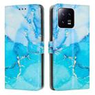 For Xiaomi 13 Painted Marble Pattern Leather Phone Case(Blue Green) - 1