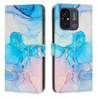 For Xiaomi Redmi 11A Painted Marble Pattern Leather Phone Case(Pink Green) - 1