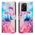 For Xiaomi Redmi Note 12 Pro Speed / Poco X5 Pro 5G Painted Marble Pattern Leather Phone Case(Pink Purple) - 1