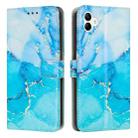 For Samsung Galaxy A04e / F04 Painted Marble Pattern Leather Phone Case(Blue Green) - 1