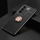 For vivo S16 Pro Metal Ring Holder 360 Degree Rotating TPU Case(Black+Rose Gold) - 1