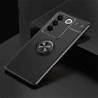 For vivo S16 Pro Metal Ring Holder 360 Degree Rotating TPU Case(Black+Black) - 1