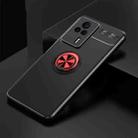 For Xiaomi Redmi K60E Metal Ring Holder 360 Degree Rotating TPU Case(Black+Red) - 1